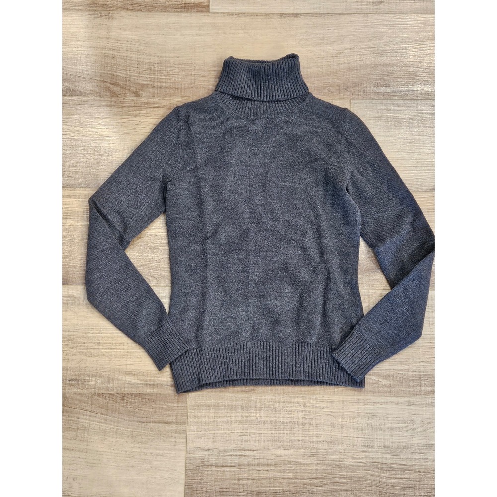Banana Republic Womens XS Merino Wool Blend Turtleneck Sweater Gray Base Layer